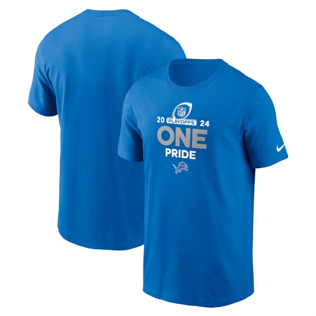 Men's Blue Detroit Lions 2024 Playoffs T-Shirt