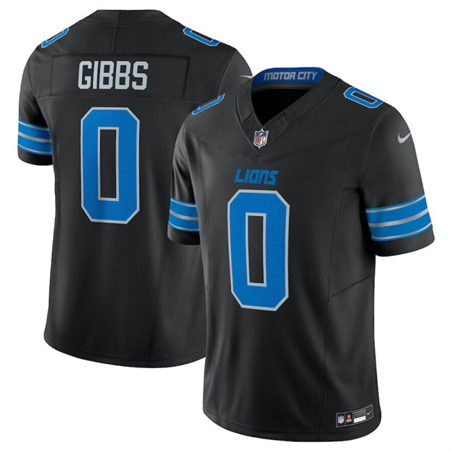 Men's Black Detroit Lions #0 Jahymr Gibbs 2025 F.U.S.E. Vapor Limited Stitched Jersey
