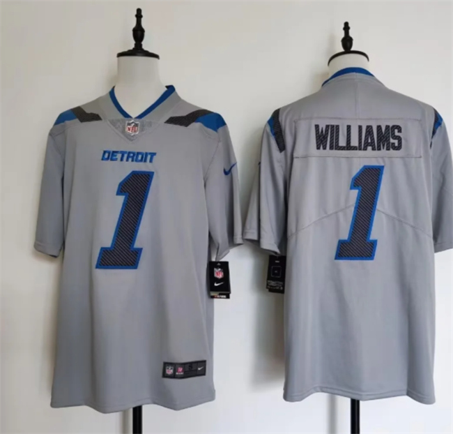 Men's Silver Detroit Lions #1 Jameson Williams 2026 Rivalries Collection Limited Stitched Football Jersey