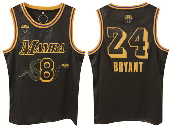 Men's Black Los Angeles Lakers Front #8 Back #24 Kobe Bryant Basketball Jersey