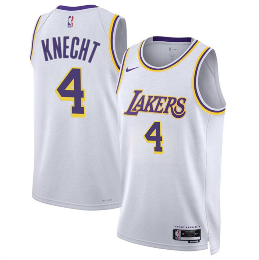 Men's White Los Angeles Lakers #4 Dalton Knecht 2024 Draft Association Edition Stitched Basketball Jersey