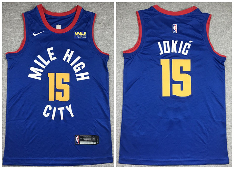 Men's Denver Nuggets Blue #15 Nikola Jokic Stitched Jersey