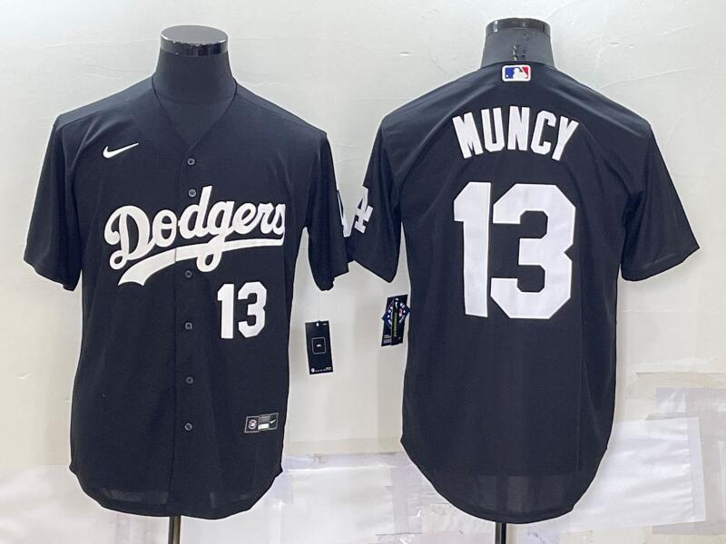 Men's Black Los Angeles Dodgers #13 Max Muncy Cool Base Stitched Baseball Jersey