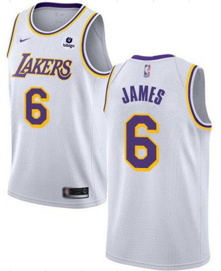 Men's White Los Angeles Lakers #6 LeBron James Stitched Basketball Jersey