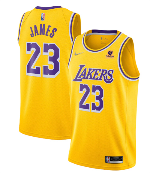 Men's Yellow Los Angeles Lakers #23 LeBron James 2021 75th Anniversary Stitched Jersey
