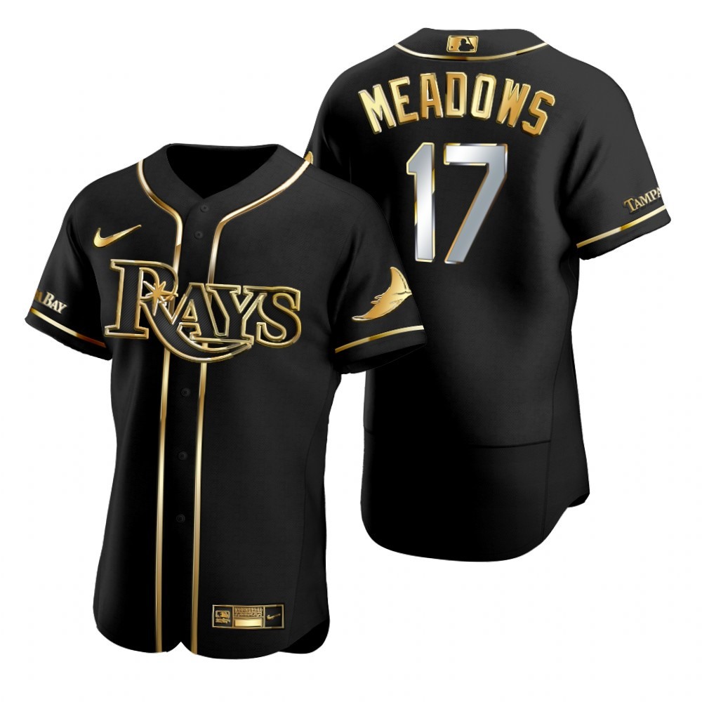 Men's Black Gold Tampa Bay Rays #17 Austin Meadows Flex Base Stitched Jersey