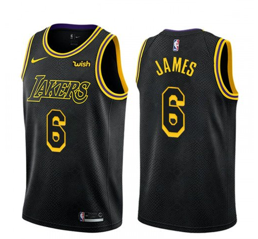 Men's Black Los Angeles Lakers #6 LeBron James Stitched NBA Jersey