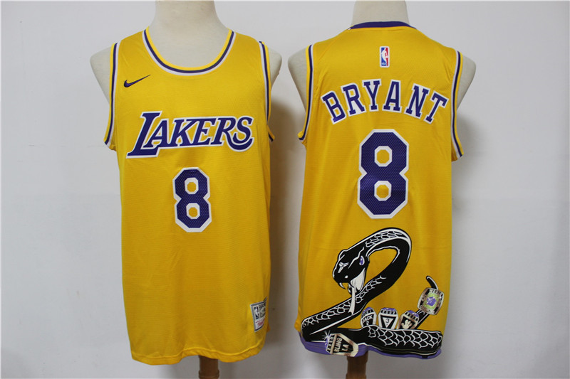Men's Yellow Los Angeles Lakers #8 Kobe Bryant Stitched Jersey