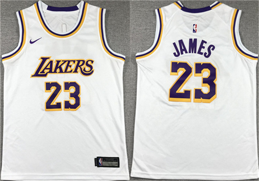 Men's White Los Angeles Lakers #23 LeBron James Stitched Basketball Jersey