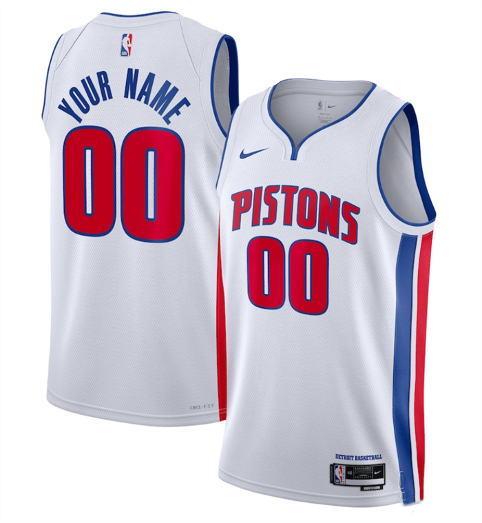 Youth White Detroit Pistons Active Player Custom Association Edition Stitched Basketball Jersey
