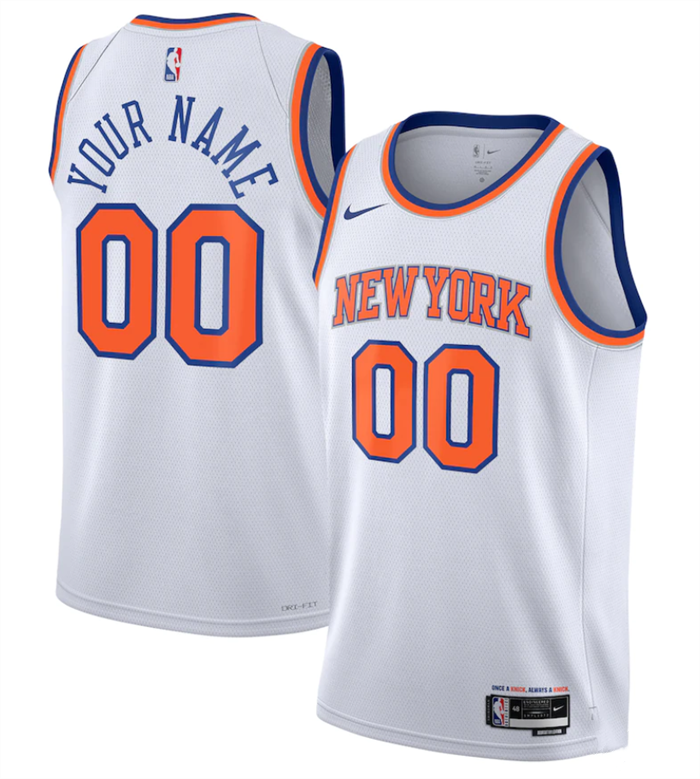 Youth White New Yok Knicks Active Player Custom Association Edition Stitched Jersey