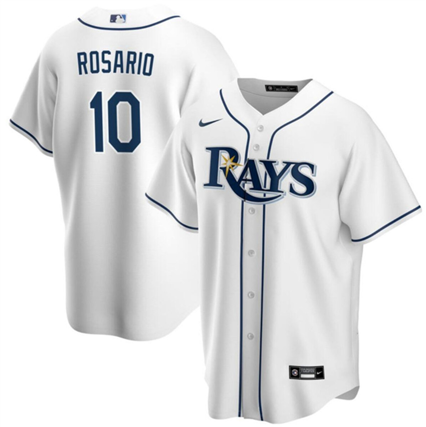 Men's White Tampa Bay Rays #10 Amed Rosario Cool Base Stitched Baseball Jersey