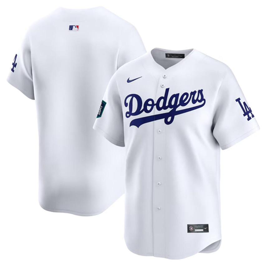Men's White Los Angeles Dodgers Blank 2024 World Tour Seoul Series Home Limited Stitched Baseball Jersey