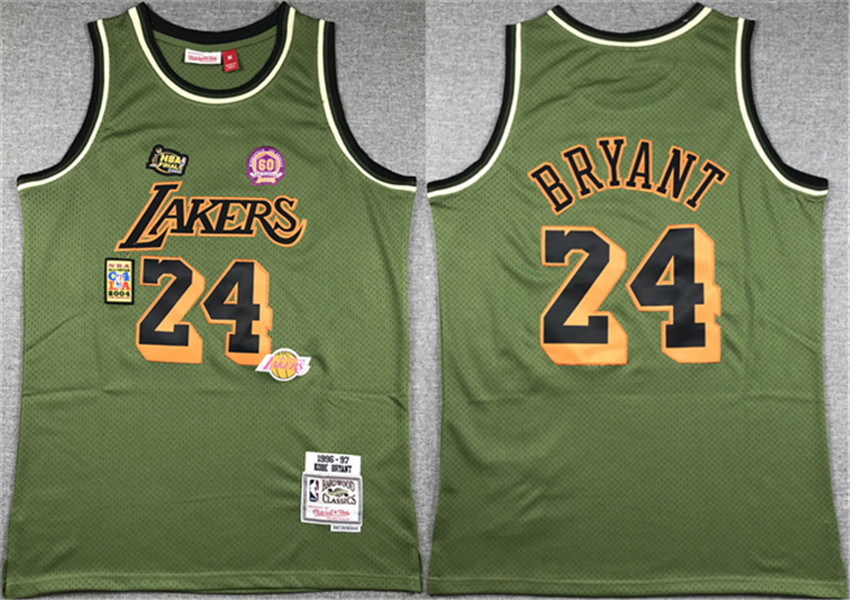 Men's Green Los Angeles Lakers #24 Kobe Bryant 1996-97 Throwback basketball Jersey