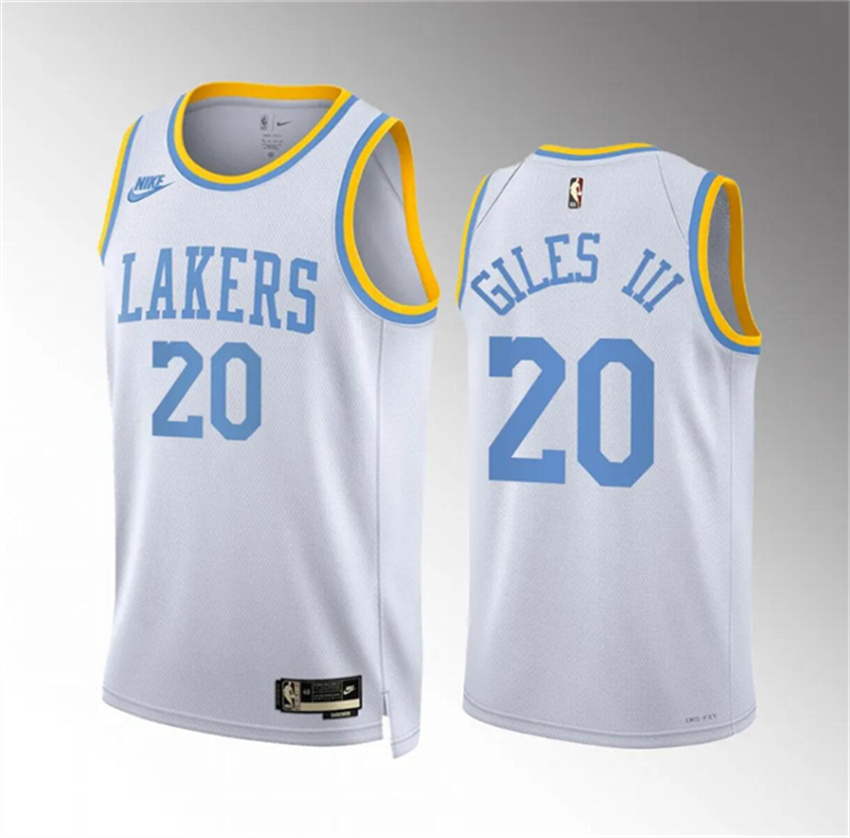 Men's White Los Angeles Lakers #20 Harry Giles Iii Classic Edition Stitched Basketball Jersey