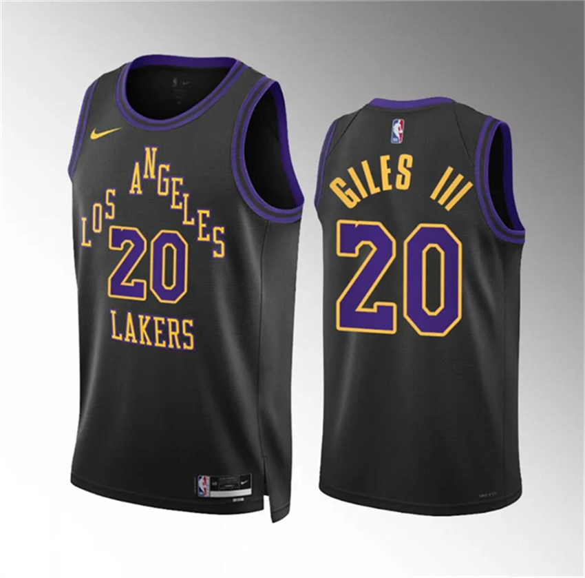 Men's Black Los Angeles Lakers #20 Harry Giles Iii 2023/24 City Edition Stitched Basketball Jersey