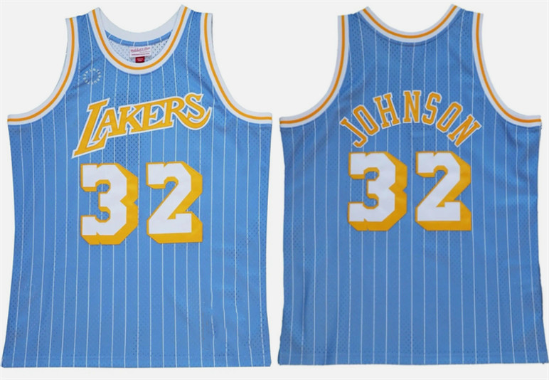Men's Blue Los Angeles Lakers #32 Magic Johnson Stitched Basketball Jersey