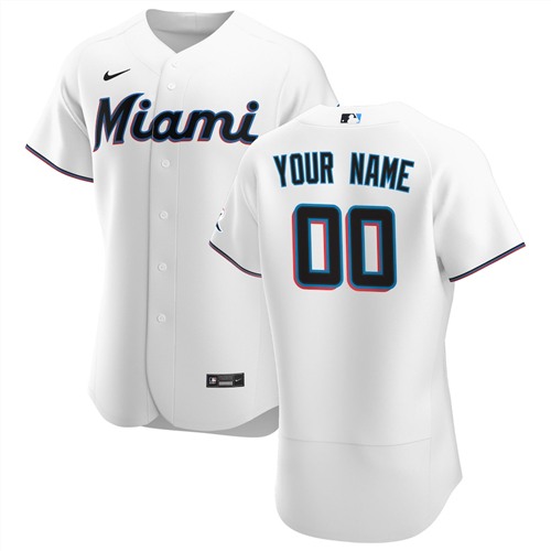 Men's White Miami Marlins ACTIVE PLAYER Custom Stitched Jersey
