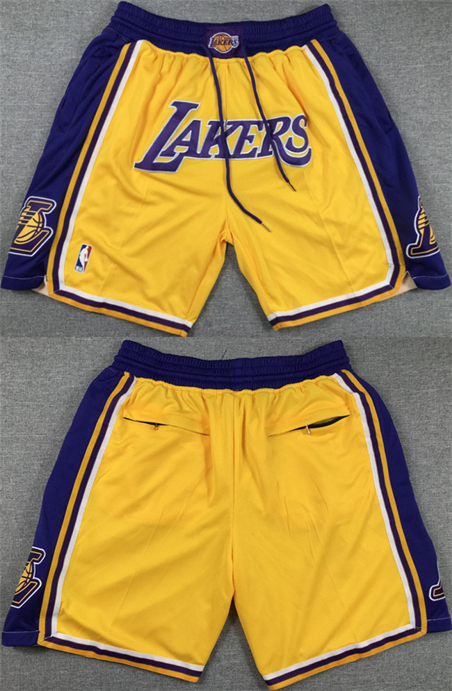 Men's Yellow/Purple Los Angeles Lakers Shorts (Run Small)