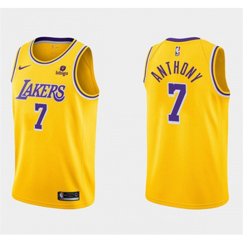 Men's Yellow Los Angeles Lakers #7 Carmelo Anthony 
