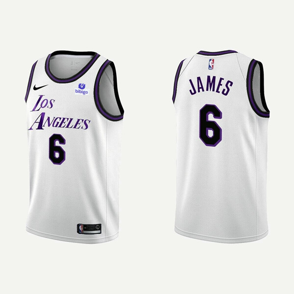 Men's White Los Angeles Lakers #6 LeBron James 2022/23 Stitched Basketball Jersey