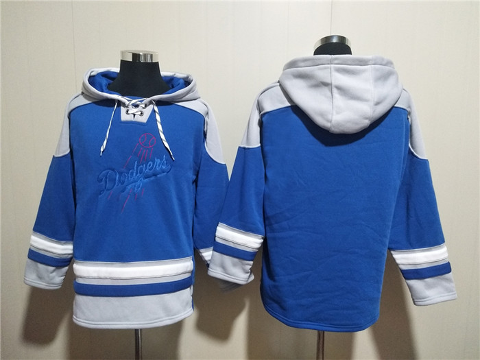 Men's Blue Los Angeles Dodgers Blank Ageless Must-Have Lace-Up Pullover Hoodie