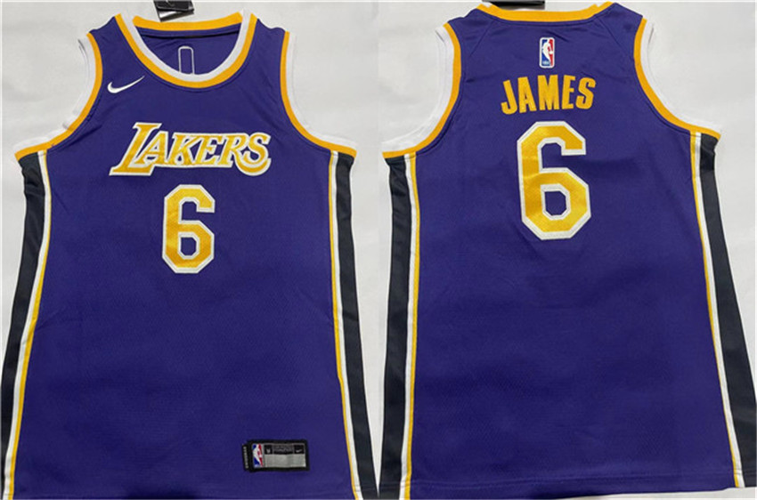 Men's Purple Los Angeles Lakers #6 LeBron James Stitched Basketball Jersey