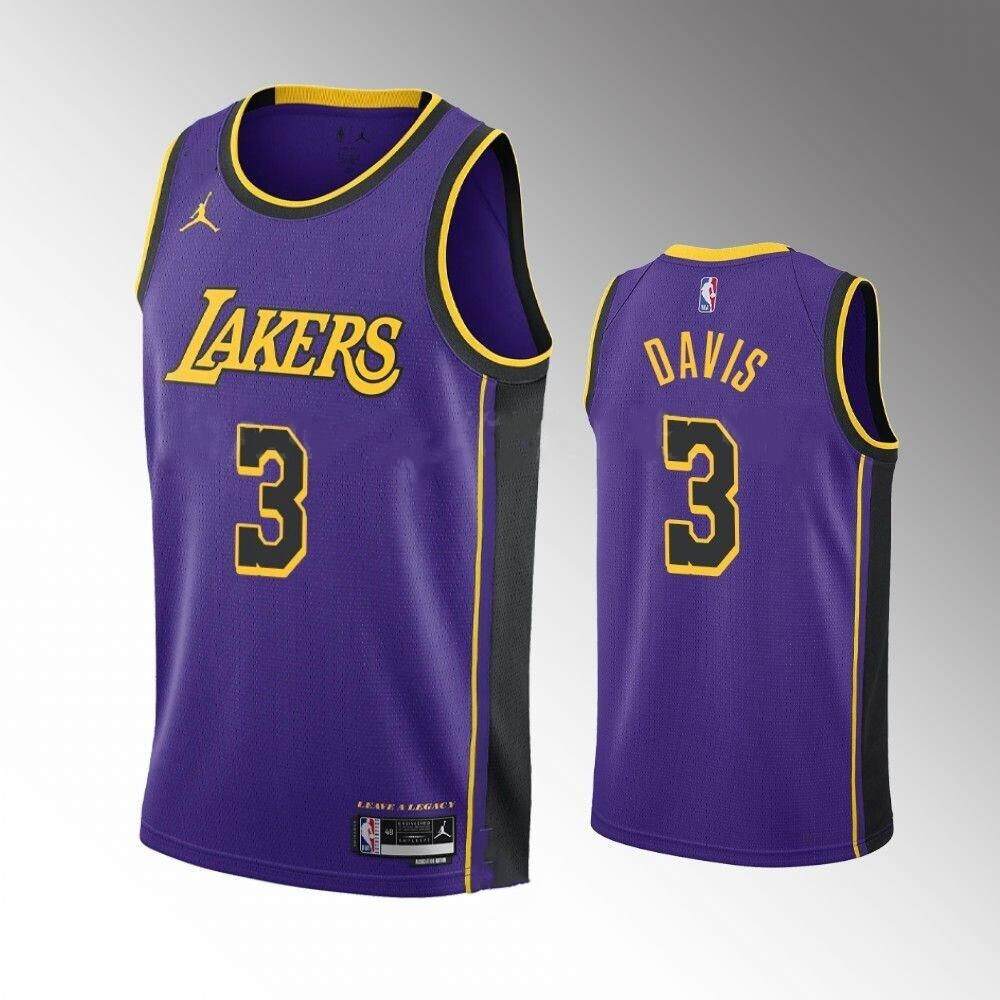 Men's Purple Los Angeles Lakers #3 Anthony Davis Statement Edition Stitched Basketball Jersey