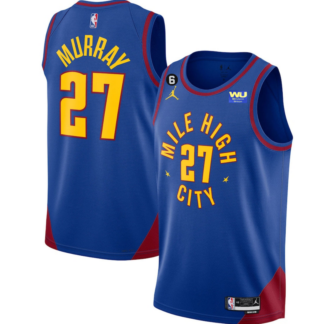 Men's Blue Denver Nuggets #27 Jamal Murray 2022/23 Statement Edition With NO.6 Patch Stitched Jersey