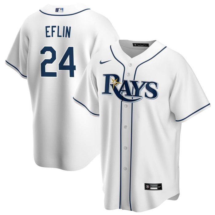 Men's White Tampa Bay Rays #24 Zach Eflin Cool Base Stitched Baseball Jersey