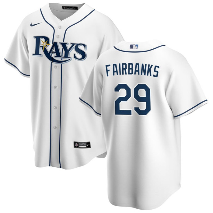 Men's White Tampa Bay Rays #29 Pete Fairbanks Cool Base Stitched Baseball Jersey