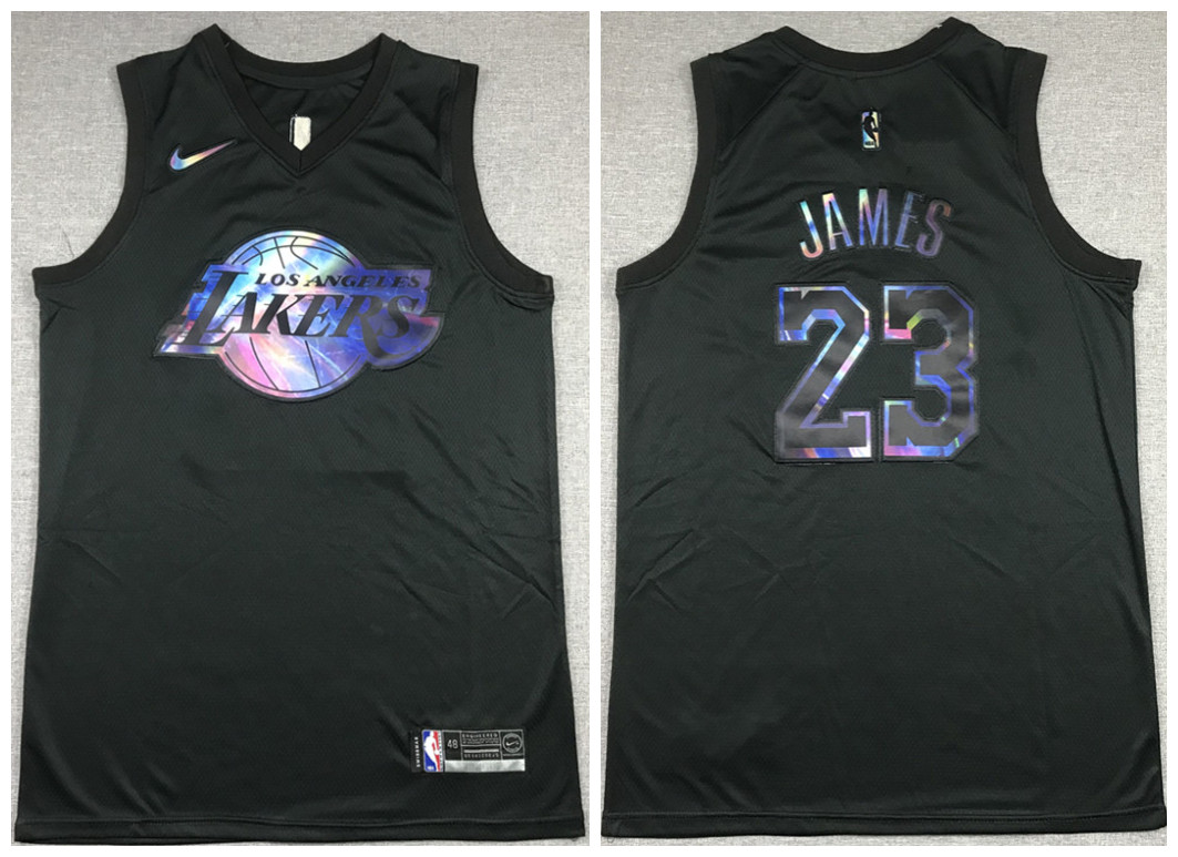 Men's Black Los Angeles Lakers #23 LeBron James Crucial Catch Stitched NBA Jersey