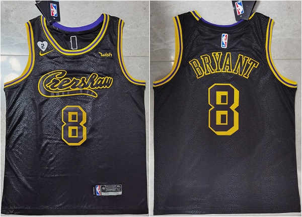 Men's Black Los Angeles Lakers #8 Kobe Bryant Jersey With GiGi Patch Stitched Jersey