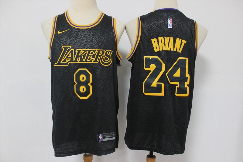 Men's Los Angeles Lakers Front Black #8 Back #24 Kobe Bryant Stitched Jersey