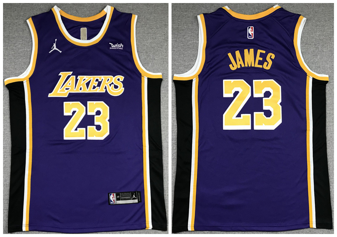Men's Purple Los Angeles Lakers #23 LeBron James Stitched Jersey