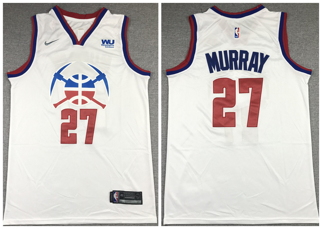 Men's White Denver Nuggets #27 Jamal Murray Stitched Jersey