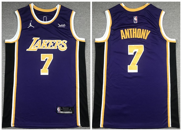 Men's Purple Los Angeles Lakers #7 Carmelo Anthony Stitched Basketball Jersey