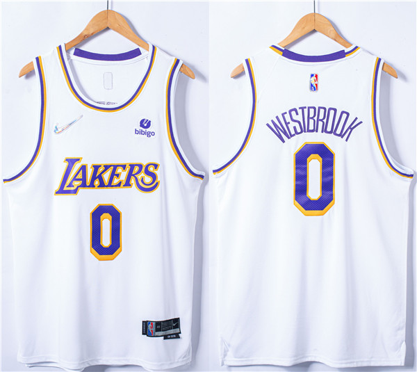 Men's White Los Angeles Lakers #0 Russell Westbrook 75th Anniversary