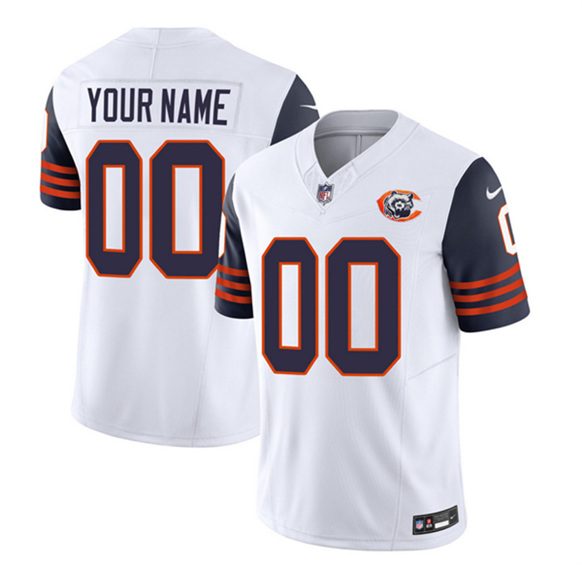 Men's White/Navy Chicago Bears Active Player Custom 2023 F.U.S.E. Dick Butkus Patch Throwback Limited Stitched Football Jersey