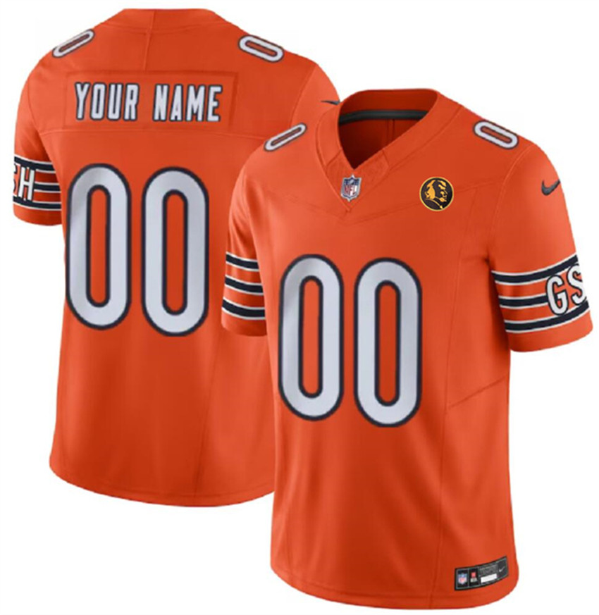 Men's Orange Chicago Bears Active Player Custom 2023 F.U.S.E. With John Madden Patch Vapor Limited Stitched Football Jersey
