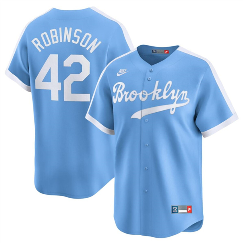 Men's Blue Brooklyn Dodgers #42 Jackie Robinson Throwback Cooperstown Collection Limited Stitched Baseball Jersey