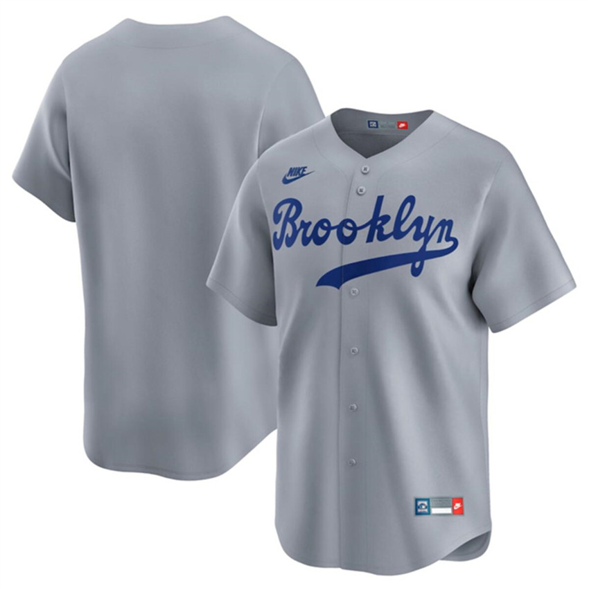 Men's Grey Brooklyn Dodgers Blank Throwback Cooperstown Collection Limited Stitched Baseball Jersey