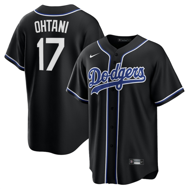 Men's Black Los Angeles Dodgers #17 Shohei Ohtani Lights Out Limited Stitched Baseball Jersey