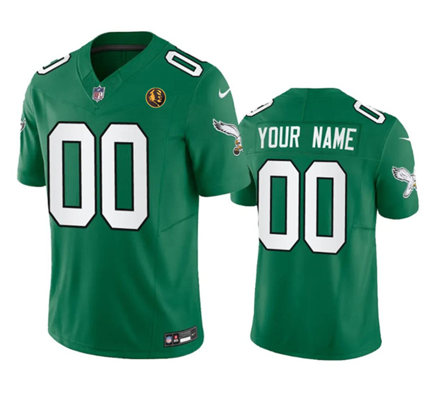 Men's Green Philadelphia Eagles Active Player Custom 2023 F.U.S.E. Throwback With John Madden Patch Vapor Limited Stitched Football Jersey