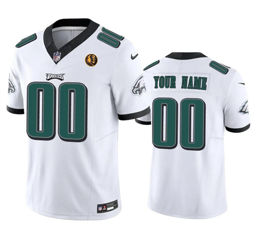 Men's White Philadelphia Eagles Active Player Custom 2023 F.U.S.E. With John Madden Patch Vapor Limited Stitched Football Jersey