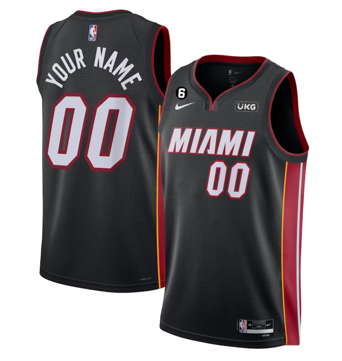 Men's Black Miami Heat Active Player Custom Icon Edition With NO.6 Patch Stitched Basketball Jersey