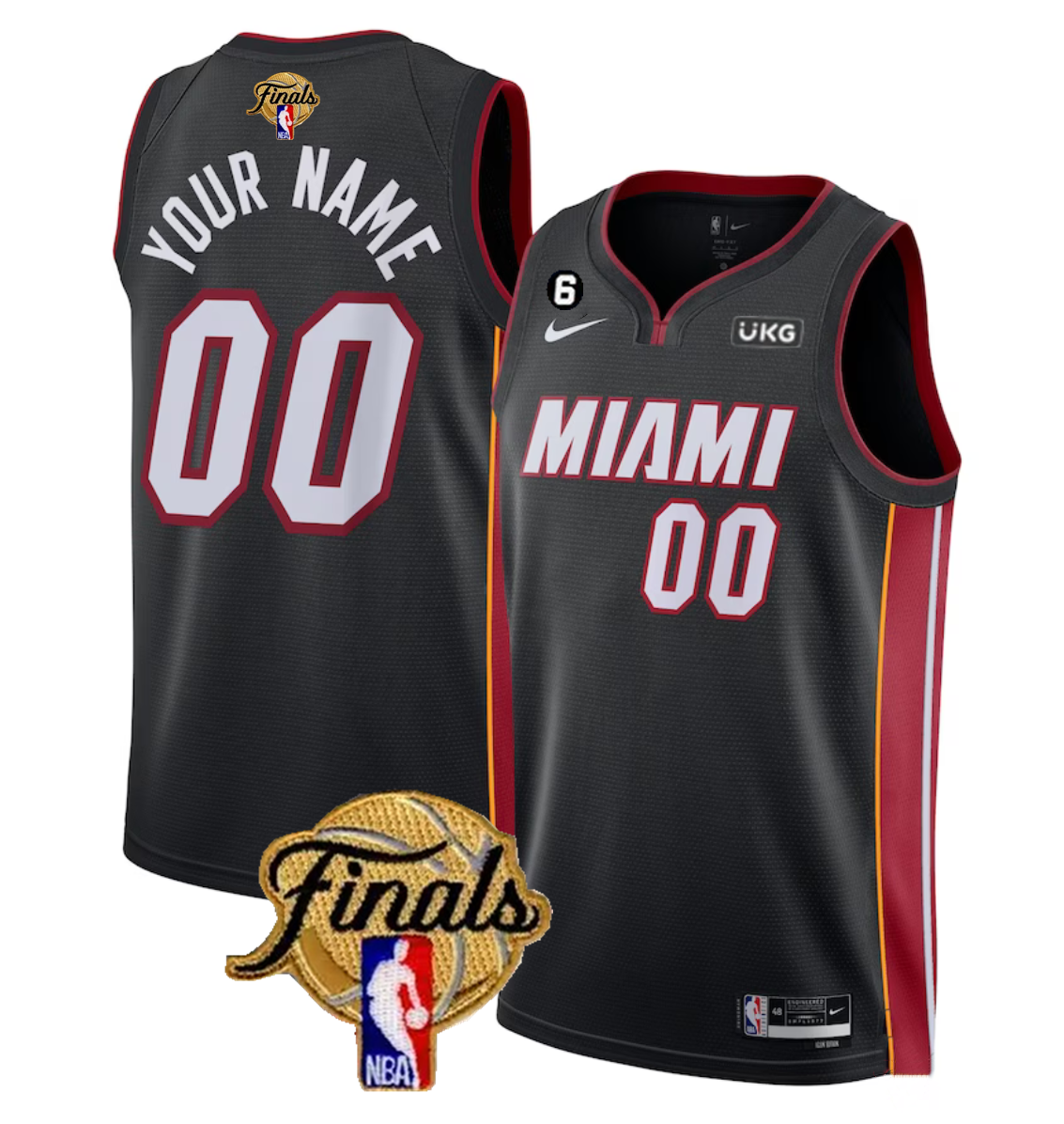 Men's Black Miami Heat Active Player Custom 2023 Finals Icon Edition With NO.6 Patch Stitched Basketball Jersey