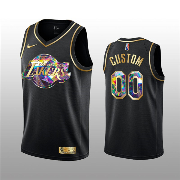 Men's Stitched  Los Angeles Lakers Active Player Custom 2021/22 Black Golden Edition 75th Anniversary Diamond Logo Basketball Jersey
