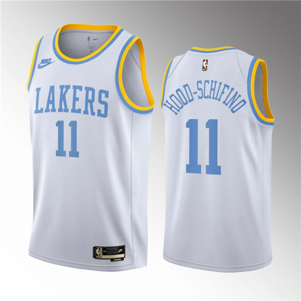 Men's White Los Angeles Lakers #11 Jalen Hood-Schifino 2023 Draft Classic Edition Stitched Basketball Jersey