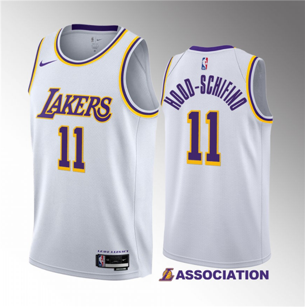 Men's White Los Angeles Lakers #11 Jalen Hood-Schifino 2023 Draft Association Edition Stitched Basketball Jersey
